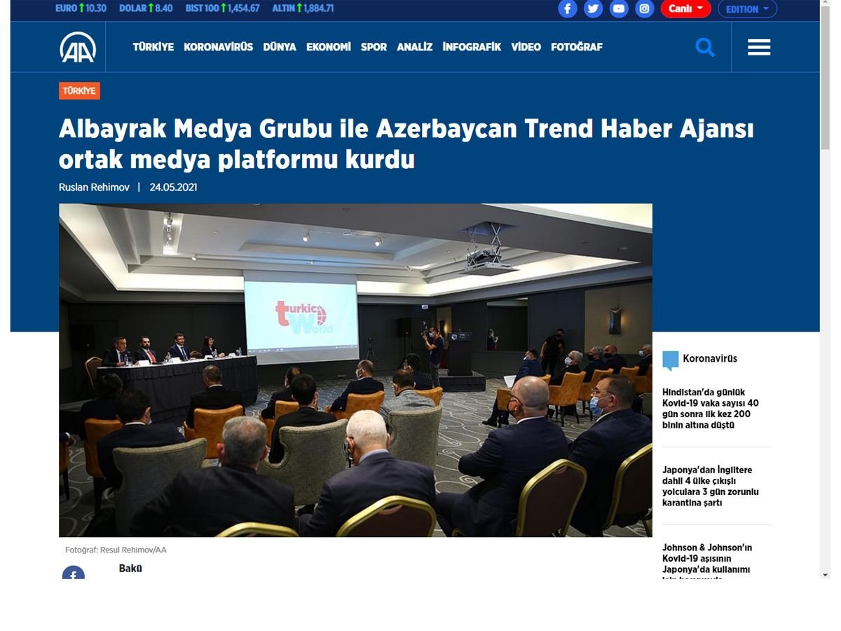 Türkiyə-Azərbaycan birgə media platformasının işə başlaması Türkiyə mətbuatında geniş işıqlandırılıb