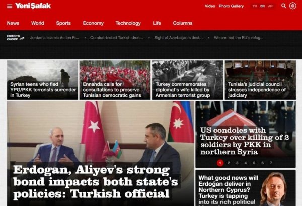 Turkish Yenisafak online newspaper starts publishing articles of Trend News Agency in English