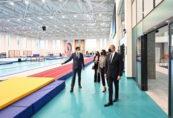 President of the Republic of Azerbaijan Ilham Aliyev, First Lady Mehriban Aliyeva view conditions created at new rehearsal building of National Gymnastics Arena