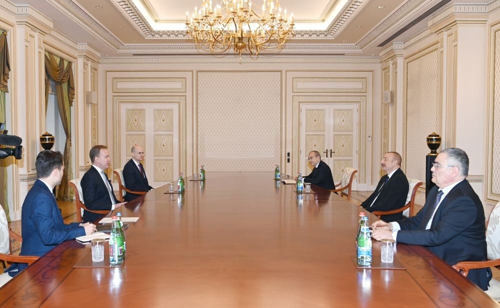 President Ilham Aliyev receives delegation led by President of World Economic Forum