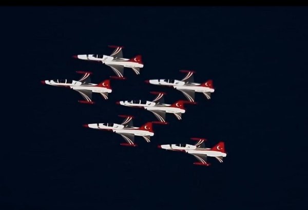 Bayraktar Akıncı türk pilotların Bakı səmasındakı şousunu çəkib (VİDEO)