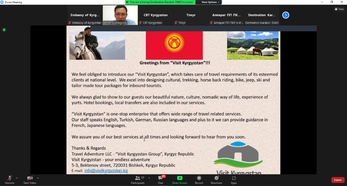 Малайзиялык туркомпанияларга Кыргызстандын туристтик мүмкүнчүлүктөрү көрсөтүлдү