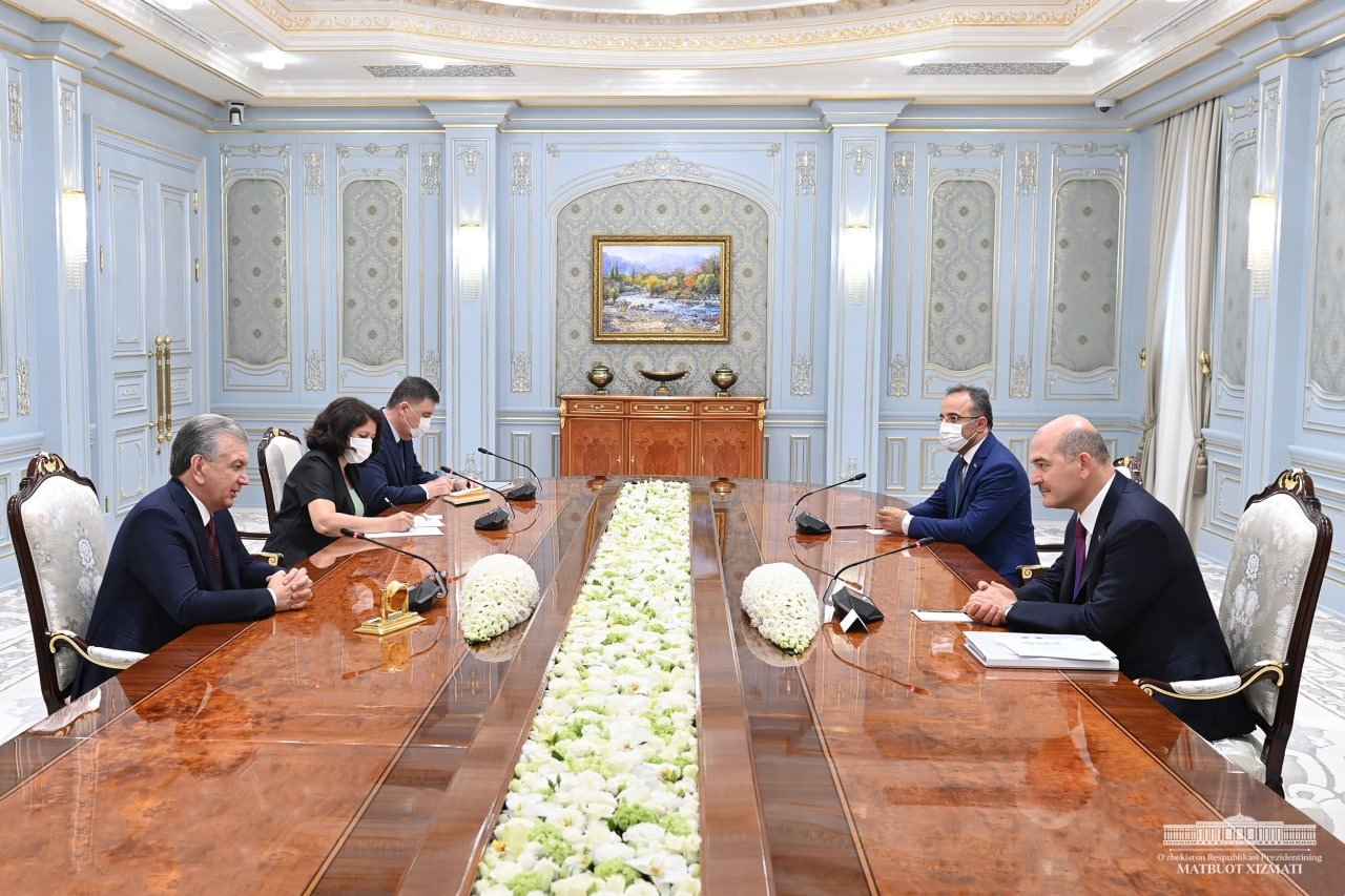 Özbekistan Cumhurbaşkanı Mirziyoyev, İçişleri Bakanı Soylu'yu kabul etti