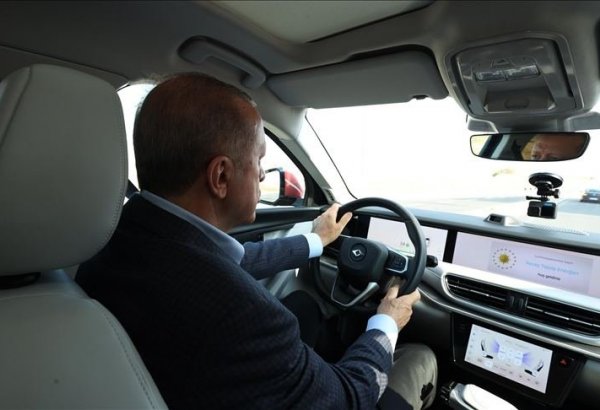 President Erdogan test-drives Türkiye's domestically produced car