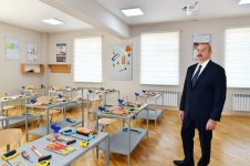 President Ilham Aliyev views conditions created at secondary school No35, new block of which was built in Baku's Nasimi district (PHOTO)
