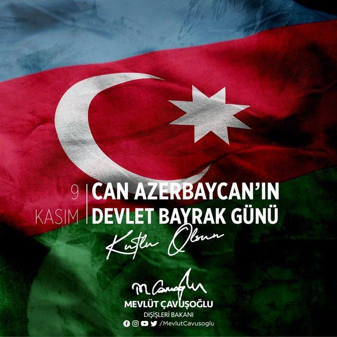 Turkish FM congratulates Azerbaijani people on State Flag Day