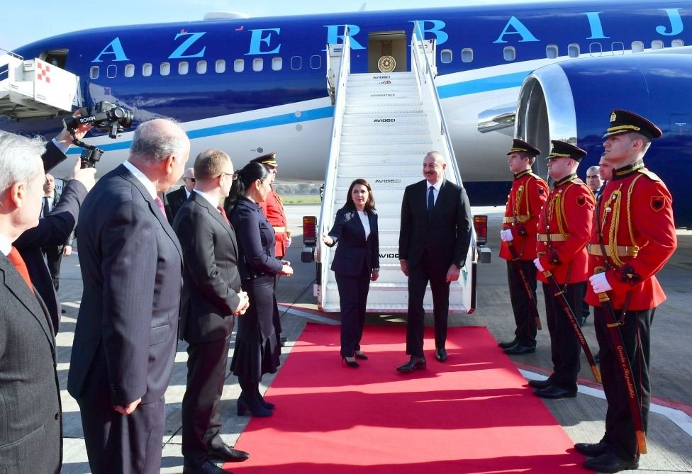 President Ilham Aliyev arrives in Albania for state visit (PHOTO)