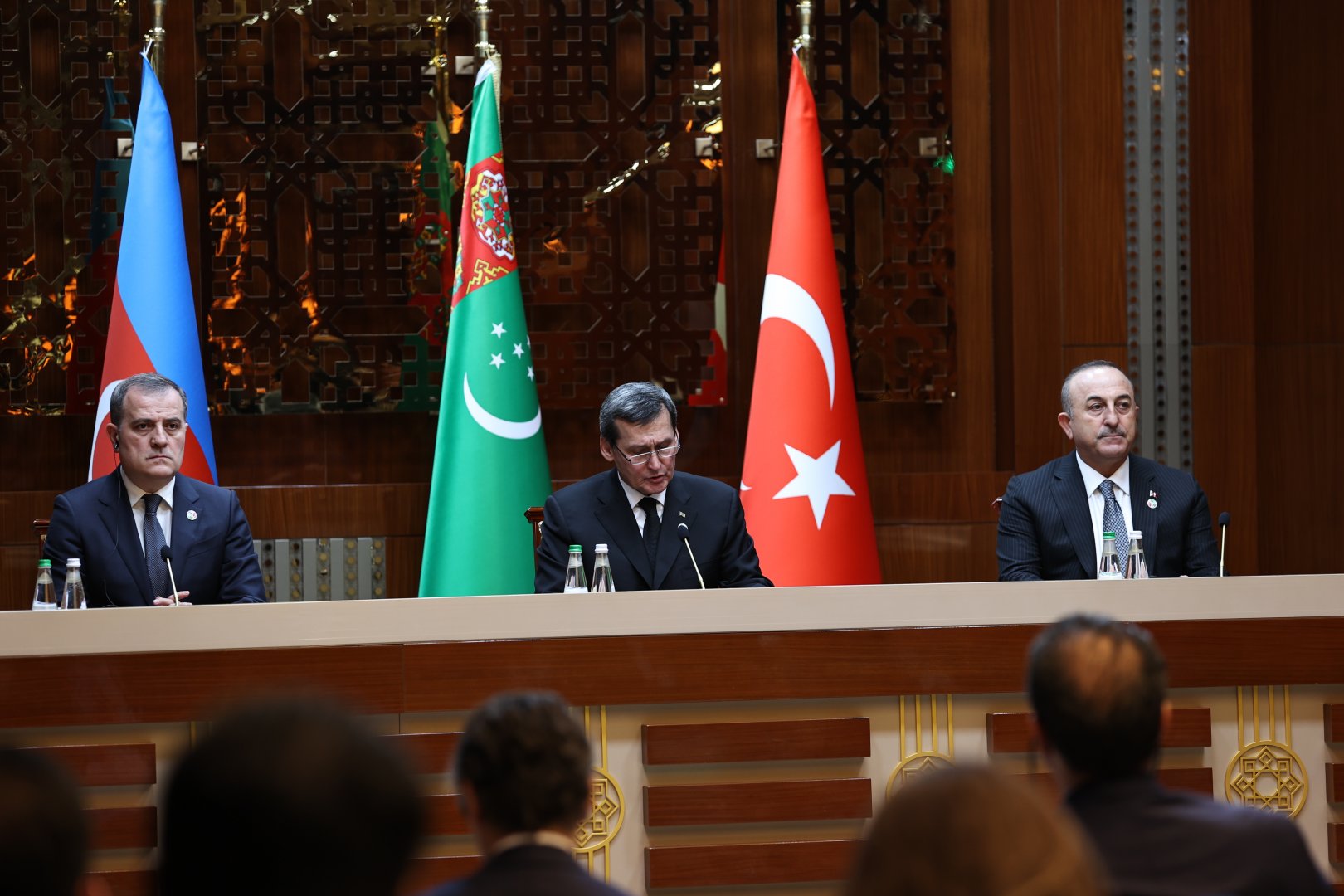 Azerbaycan Dışişleri Bakanı Bayramov, Çavuşoğlu ve Meredov ile ortak basın toplantısında konuştu: