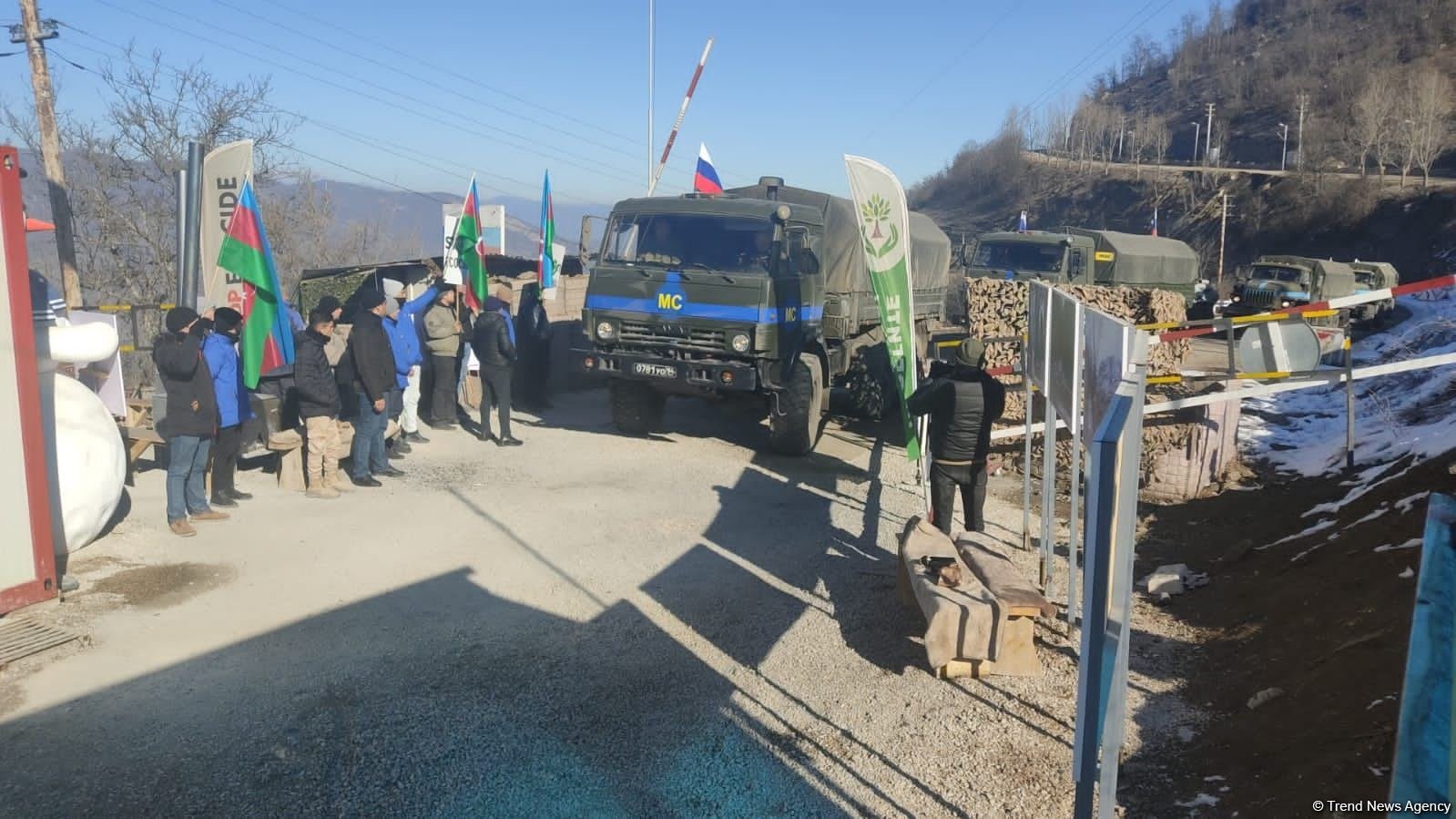Another convoy of Russian peacekeepers freely pass along Azerbaijani Lachin-Khankendi road