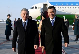 President of Uzbekistan Shavkat Mirziyoyev arrives in Kyrgyzstan