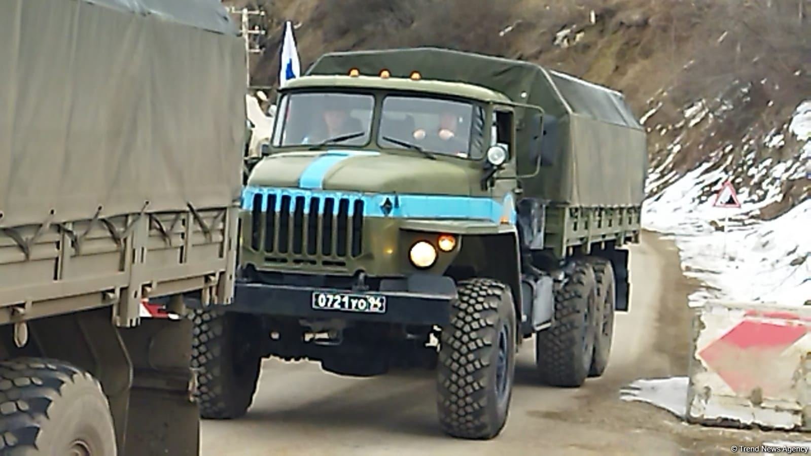 Vehicles of Russian peacekeepers pass freely along Azerbaijan's Lachin-Khankendi road