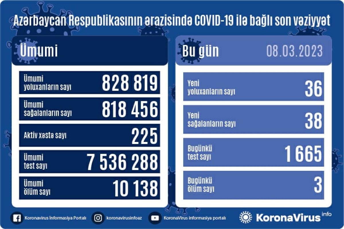 В Азербайджане выявлено еще 36 случаев заражения коронавирусом, вылечились 38 человек