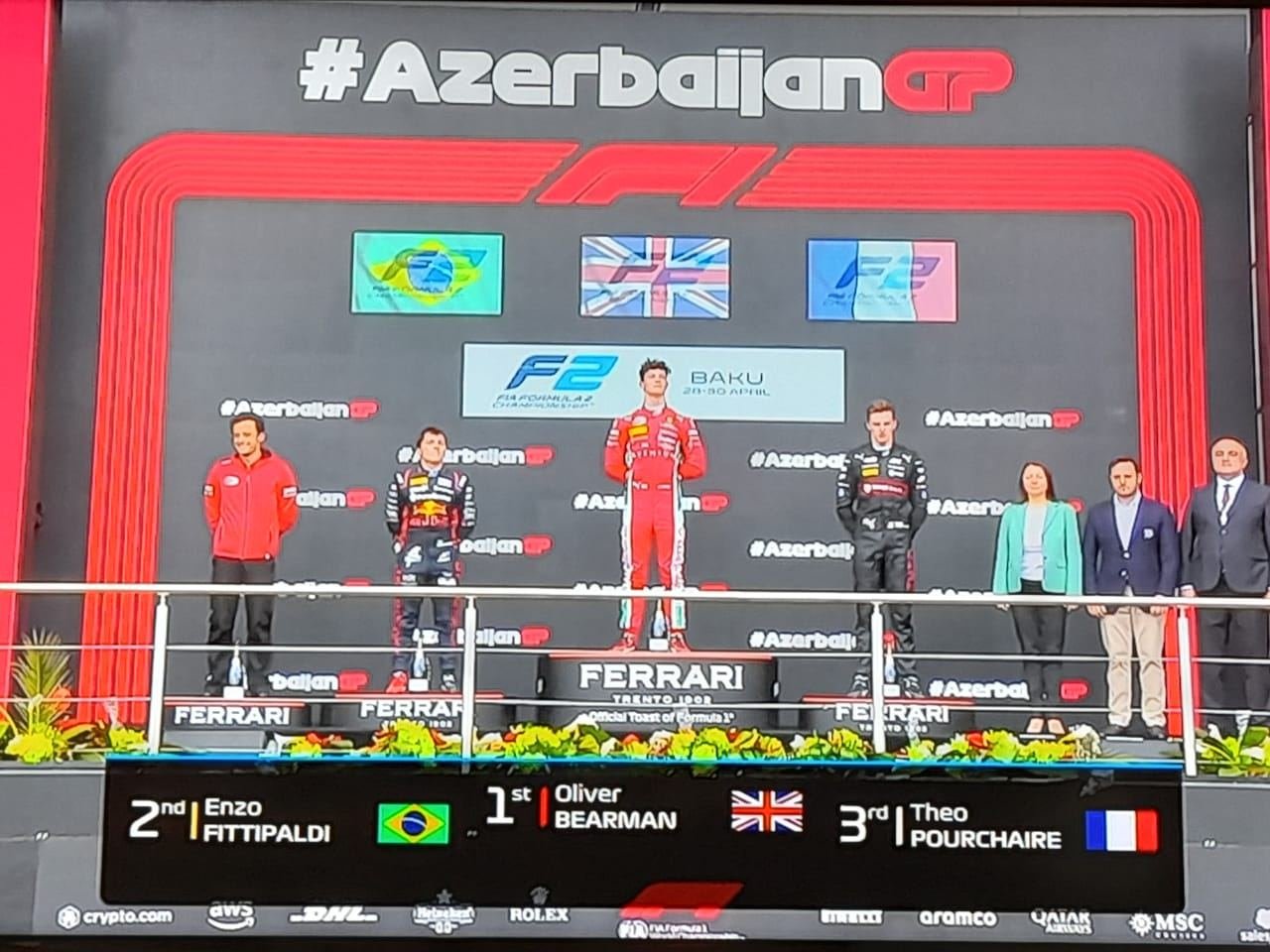 Winners of Formula 2 main race of F1 Azerbaijan Grand Prix awarded