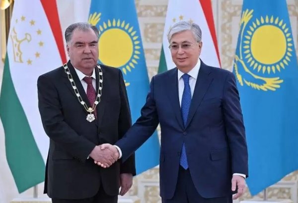 President Tokayev awards Emomali Rahmon with The Order of Golden Eagle