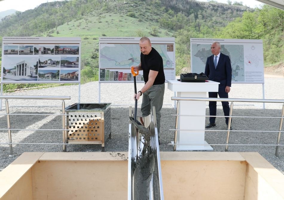 President Ilham Aliyev lays foundation for Shalva village in Lachin district