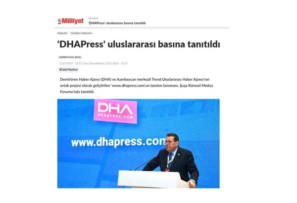 Влиятельные медиа-структуры Турции широко осветили презентацию "dhapress.com" - совместного проекта Trend и DHA