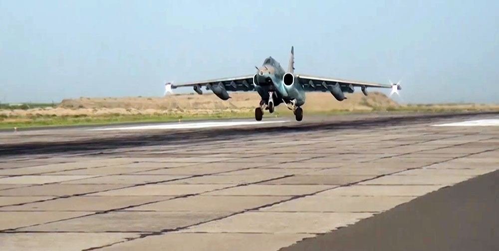 Azerbaijan Air Force aircraft conduct flight drills