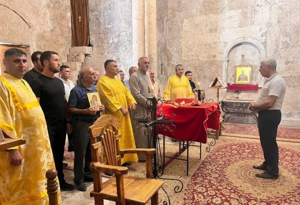 Azerbaijan's Albanian-Udi delegates visit Khudavang monastery in Kalbajar