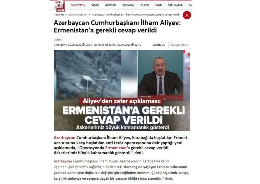 Azərbaycan Prezidentinin xalqa müraciəti dünya mətbuatında geniş işıqlandırılıb