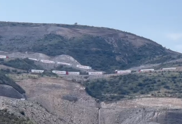 Armenian and French trucks with so-called “humanitarian aid” heading back from Lachin to Armenia