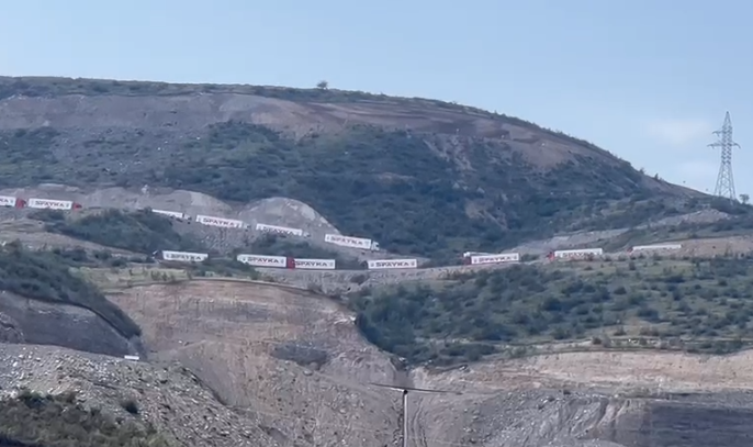 Armenian and French trucks with so-called “humanitarian aid” heading back from Lachin to Armenia