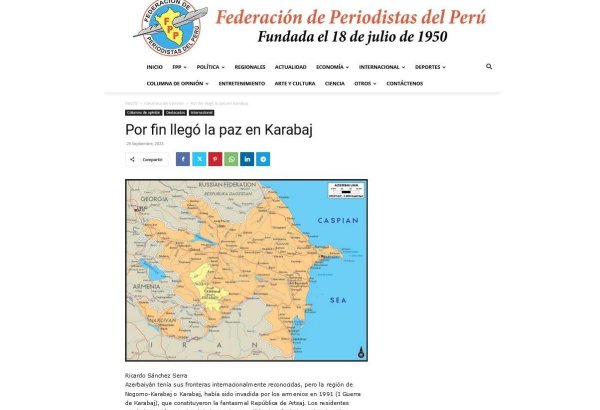 Perunun rəsmi portalı ermənilərin Azərbaycan ərazisindəki vəhşiliklərini işıqlandırıb