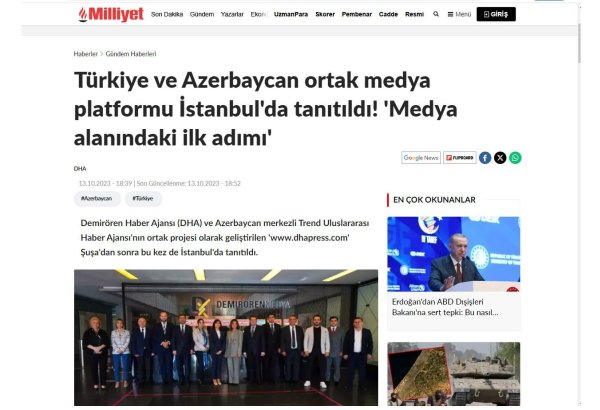 На нашем рынке никогда не было ничего подобного! - совместный проект АМИ Trend и DHA в Турции в центре внимания местных СМИ