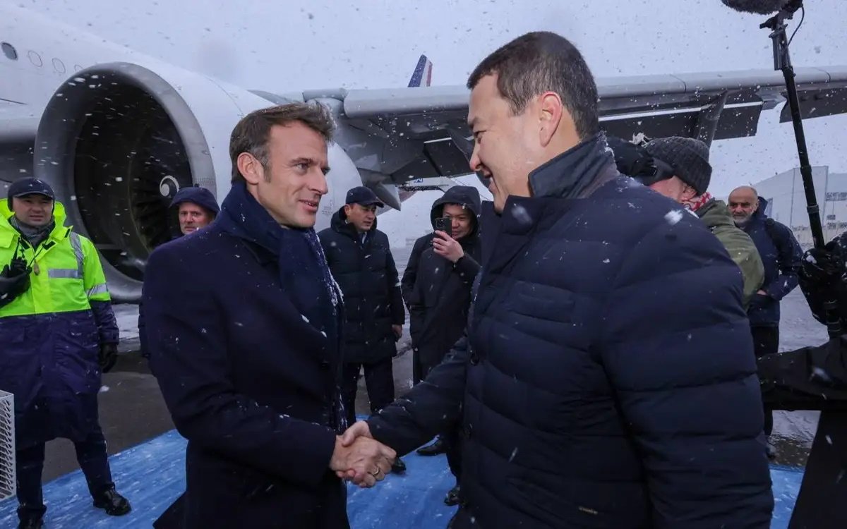 French President Emmanuel Macron arrives in Kazakhstan for official visit