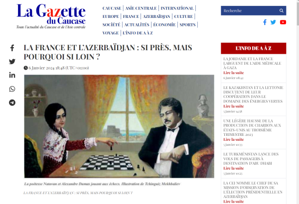 Париж использует антиазербайджанскую пропаганду в своих интересах - французское издание La Gazette du Caucase