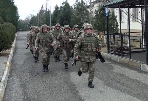 Azerbaijan Army Units conducting combat training classes