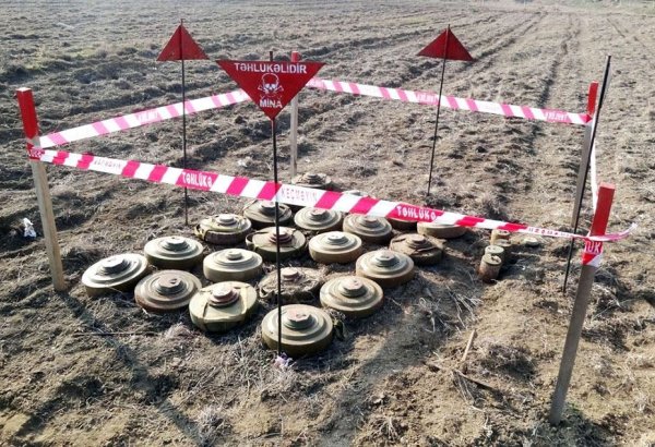 Azerbaijan counts mines found in liberated territories in April