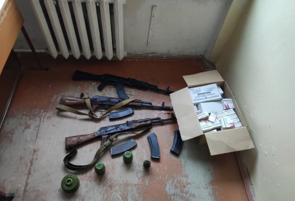 Weapons, ammunition, and communication devices found in Azerbaijan's Khankendi