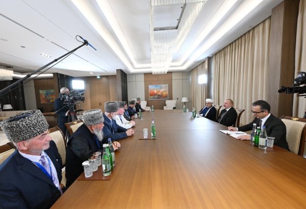 Президент Ильхам Алиев принял делегацию муфтиев Северо-Кавказского региона России