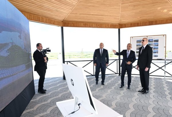 Президент Ильхам Алиев принял участие в открытии после реконструкции комплекса водохранилищ Кендаланчай в Физулинском районе